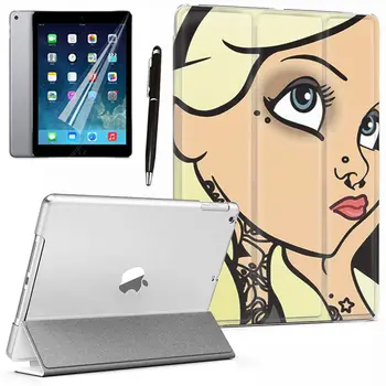 

Cartoon Bad Girl Princess Stand Magnetic PU Leather Smart Case Cover For iPad 3 4 5 6th Air 2 9.7" 2017 2018 Pro 10.5" 11" 12.9"