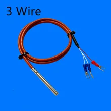 PT100 датчик температуры RTD 5*50 датчик мм 3 провода 1-5 м силиконовый гелевый Платиновый резистор водонепроницаемый маслостойкий корпус