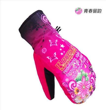 Rose pink Варежки Прихватки для мангала унисекс Для мужчин и Для женщин лыжный Прихватки для мангала зимой Лыжный спорт Сноуборд Прихватки для мангала Водонепроницаемый Прихватки для мангала - Цвет: Rose pink