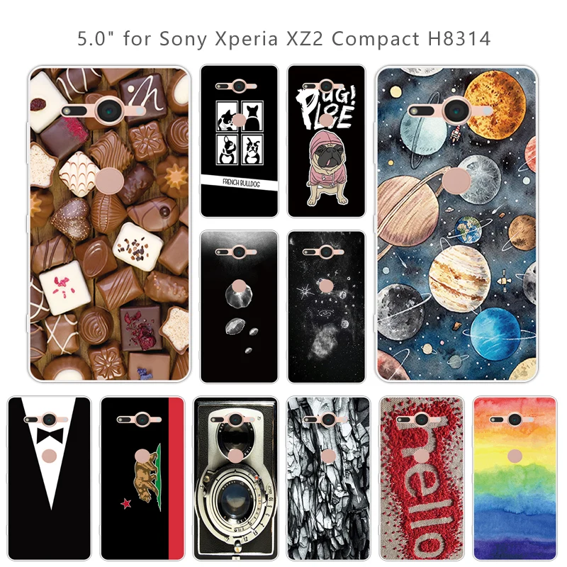 

for Fundas Sony Xperia XZ2 Compact H8314 H8324 Ultra Thin TPU Back Phone Colorful Cover 5.0 inch for Sony XZ 2 Compact TPU Capa