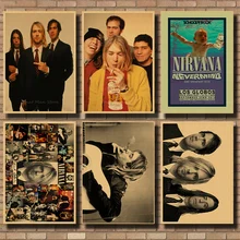 Cartel Vintage Nirvana, Kurt Cobain, dormitorio Kraft Rock orquesta cartel con pintura decorativo cartel retro/40*30 cm