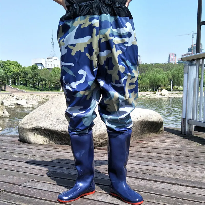 0,75 мм камуфляжные тактические рыболовные болотные сапоги с дышащей поясной сеткой из водонепроницаемого ПВХ ботинка с мягкой подошвой для рыбалки