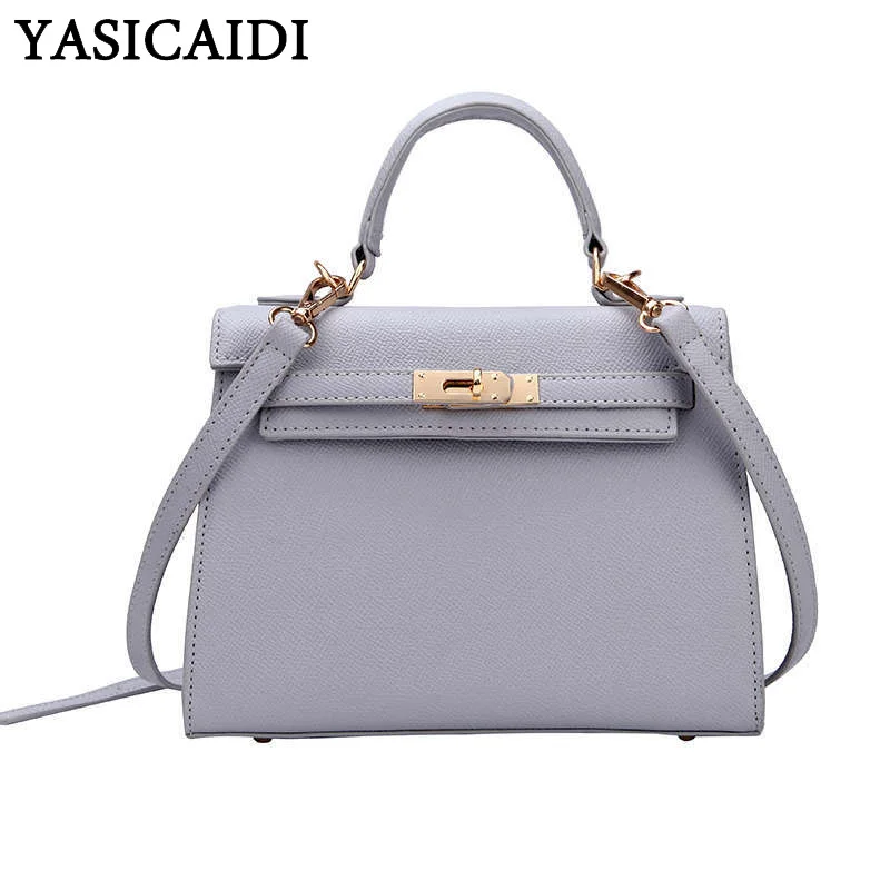 

YASICAIDI Fashion PU Leather Top-Handle Bags Luxury Brand Designer Hasp Shoulder Bag Solid Pattern Women Party Crossbody Bag Sac