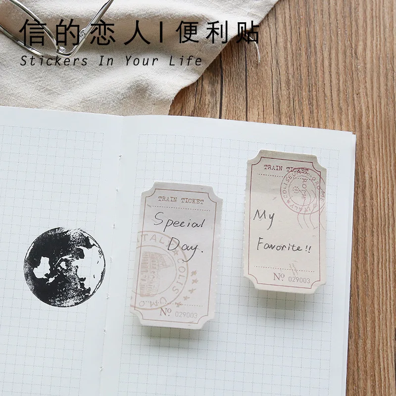 

4packs/lot Retro Tickets Sticky Notes Vintage Paper Bookmark Notes Diary Srcapbooking Stickers Memo Pads Stationery