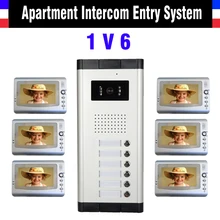 Apartment Intercom System 7 Inch Monitor 6 Units apartment video door phone intercom system Video Intercom DoorBell kit