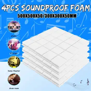 

4pcs50x50x5cm Studio Acoustic Soundproof Foam Sound Absorption Treatment Panel Tile Wedge Protective Sponge