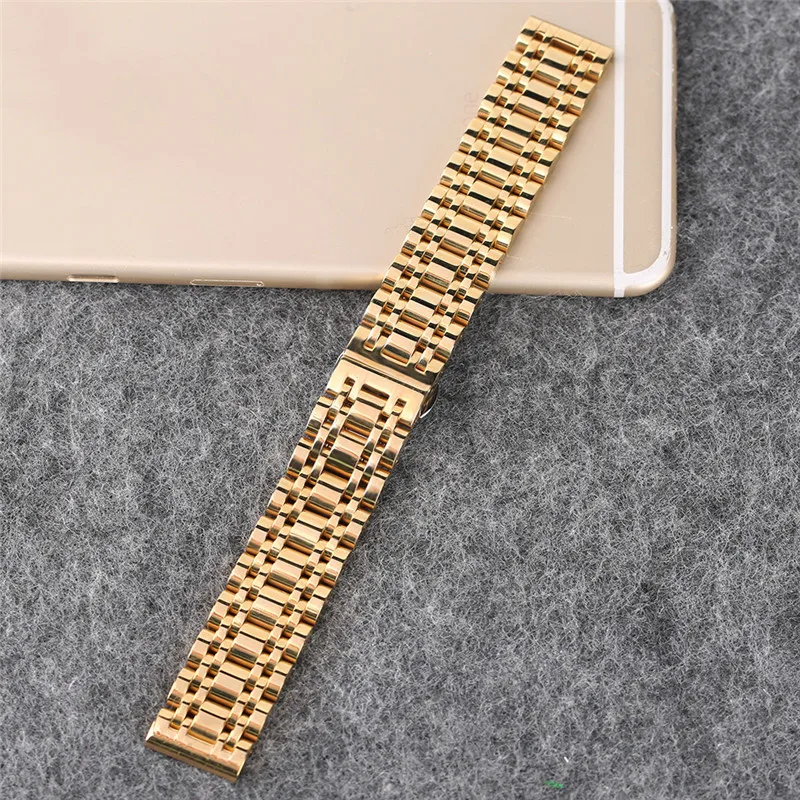20mm 22mm Mens Luxury Black Golden Solid Stainless Steel Watch Band Bracelet Folding Buckle High Quality Wrist Strap + 2 Spring Bars YISUYA (19)