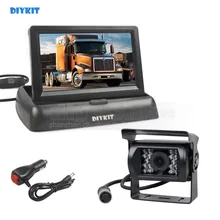 DIYKIT DC12V-24V 4PIN 4.3 polegadas Monitor Reversa Visão Traseira Do Carro À Prova D’ Água CCD Backup Câmera de Visão Noturna de Ônibus Caminhão carro livre carregador