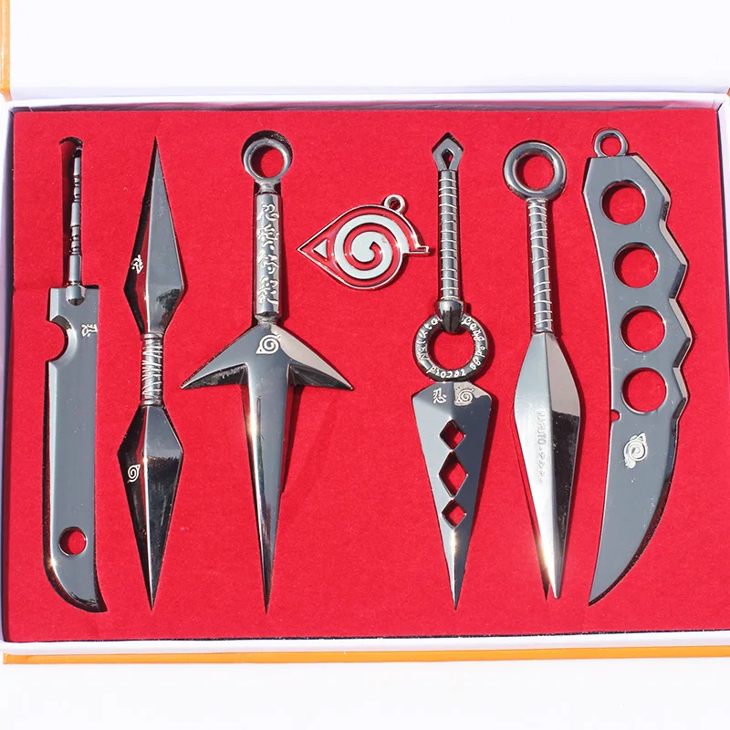7Pcs/set Naruto Weapons Hatake Kakashi Deidara Kunai Shuriken Weapon