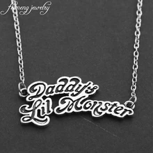 Feimeng schmuck Film Selbstmord Kader Joker Quinn Halsketten Papa der Lil Monster Brief Logo Anhänger Halskette Für Frauen Geschenke