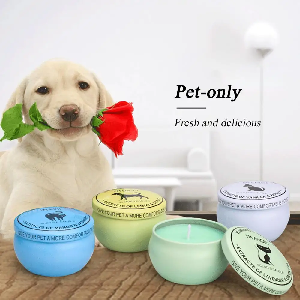 

Natural Soy Wax Candle Pet House Odor Eliminator Non-toxic Scented Candles Lavender Lemon Eliminator 4pcs/set