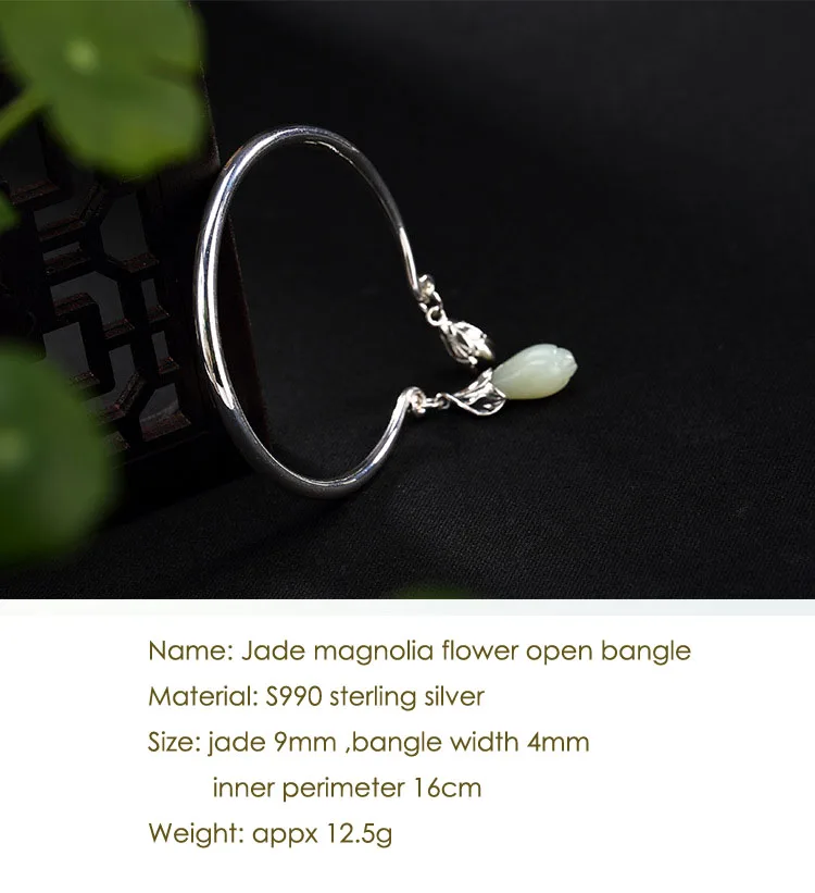 S990 silver jade bangle for women 7