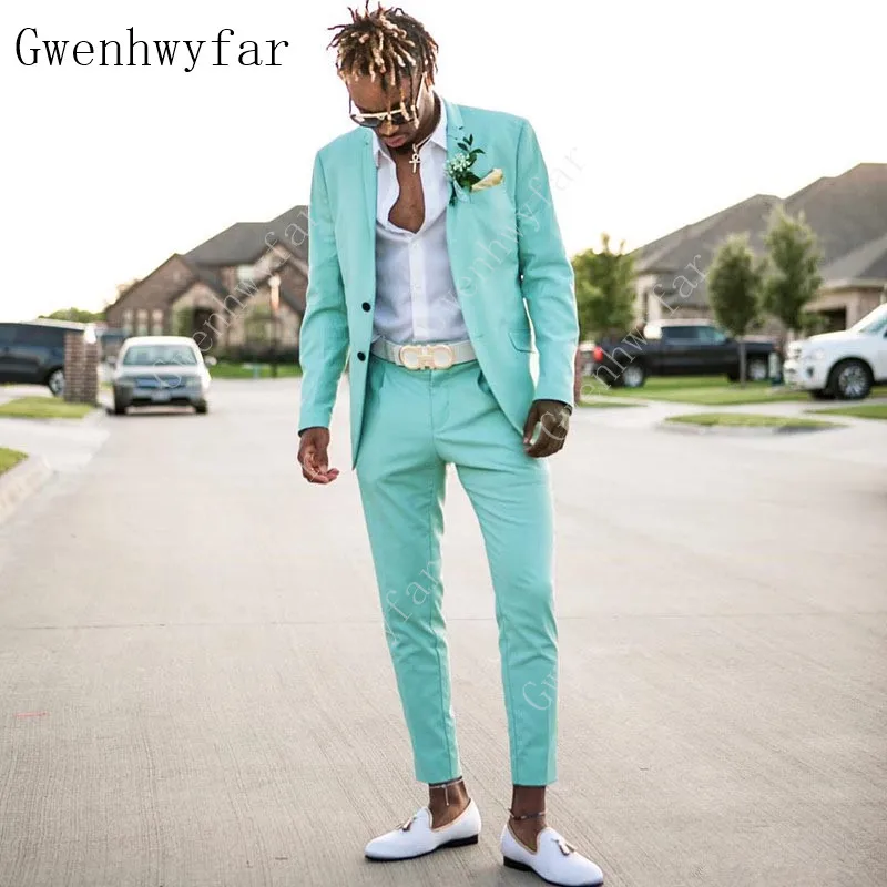 2019-mint-green-mens-suits-slim-fit-two-pieces
