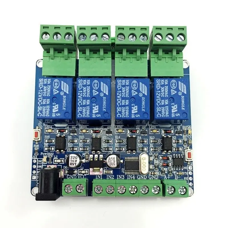 

Modbus RTU 4 Way Relay Module DIY STM8S103 System 4 Road Input 485 Communication