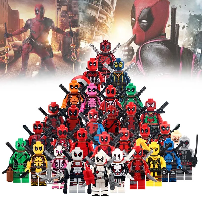

TMGT Single Sale Armed Deadpool Green Deadpool Yellow Deadpool Chrome Deadpool LegoINGly Figure Building Blocks Toy for Children