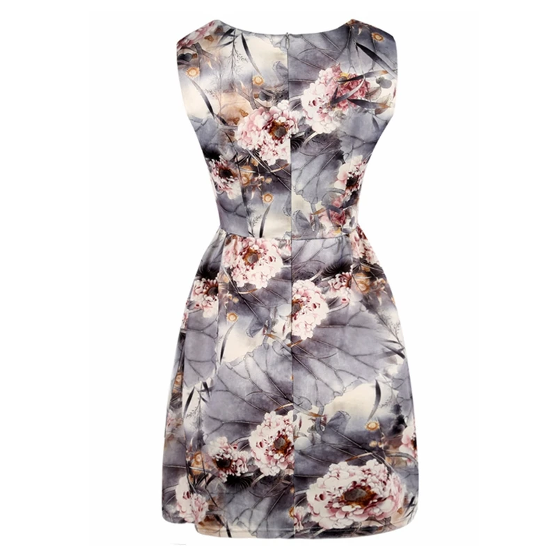 Для женщин новые летние модные Printed A Line Dress платье без рукавов с круглым вырезом