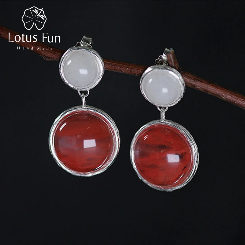

Lotus Fun Real 925 Sterling Silver Natural Amazonite Handmade Fine Jewelry Candy house Dangle Earrings for Women Brincos