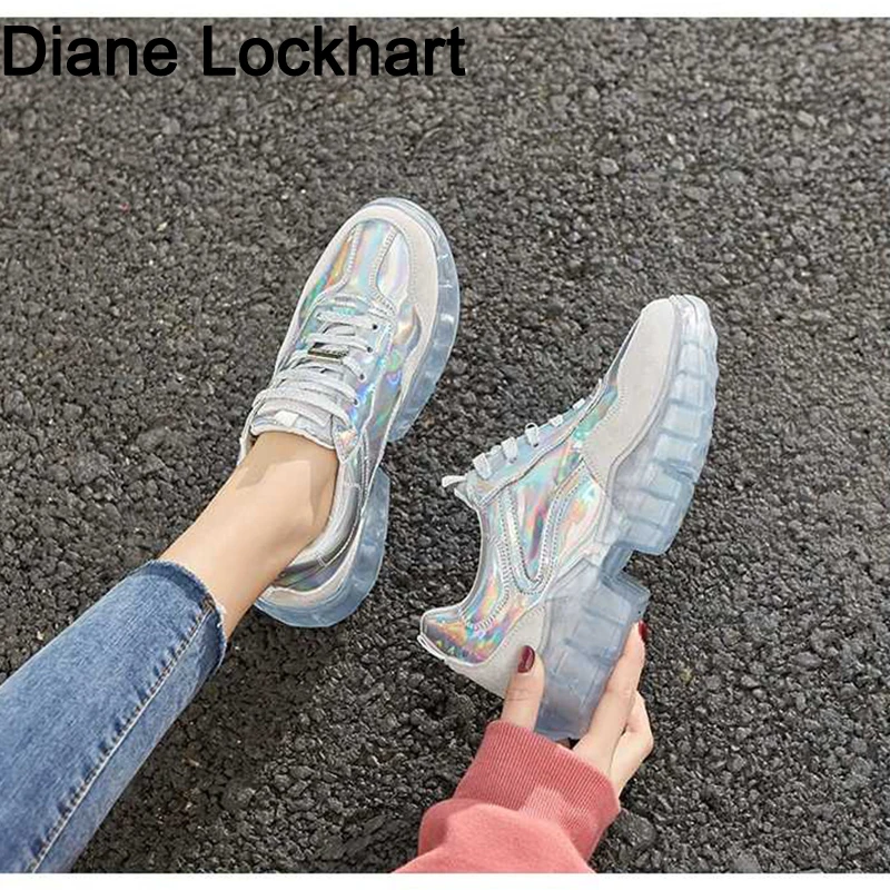 

Women Casual Vulcanized Shoes Girl New Fashion Brand Shoes Women Glitter Sneakers Cross-tied Sequins Lady Platform Shoes Bling
