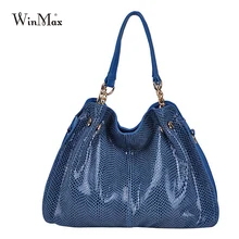 Nouvelles Femmes De Mode Casual Sacs À Main En Cuir Sacs à Bandoulière Solide Serpentine Design Madame Top Poignée Sacs À Main serpent peau Sacs Fourre-Tout
