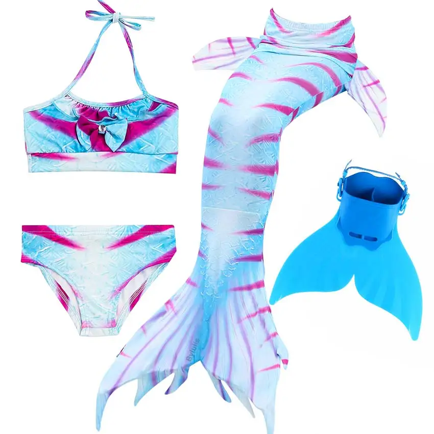 Женские детские костюмы «хвост русалки», маскарадный купальный костюм русалочки Ариэль с моноластом, хвостом, для девочек - Цвет: DH01M