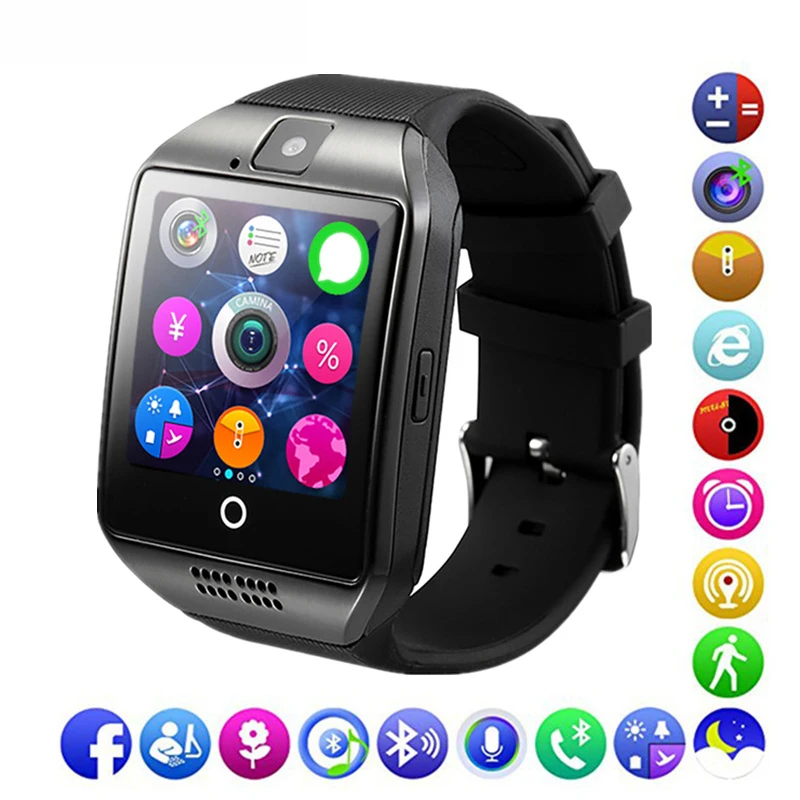 Q18 Шагомер Смарт часы с сенсорным экраном камера Поддержка TF карты Bluetooth smartwatch для Android IOS Телефон