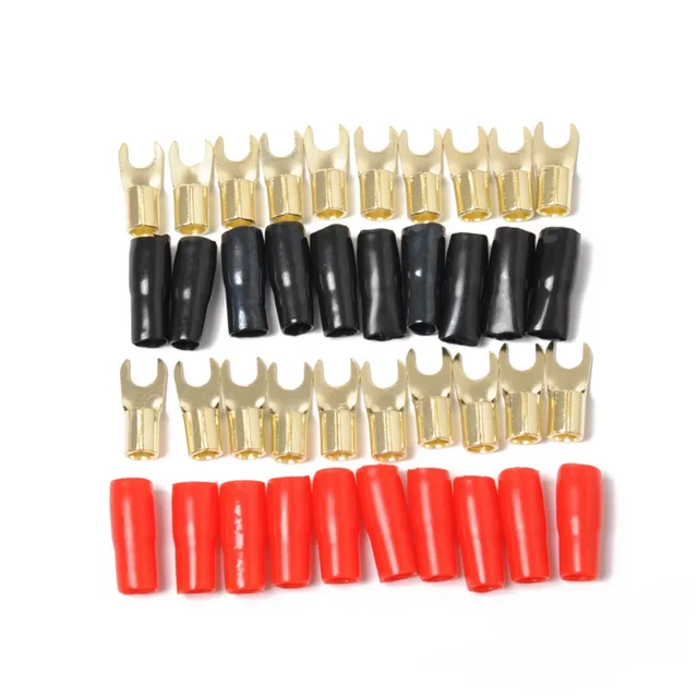 20pcs Set Car Audio Power Ground Wire Fork Terminals Br8 Gauge Connectors Red And 20pcs Set Car Audio Power Ground Wire Fork Terminals Br8 Gauge Connectors Red And