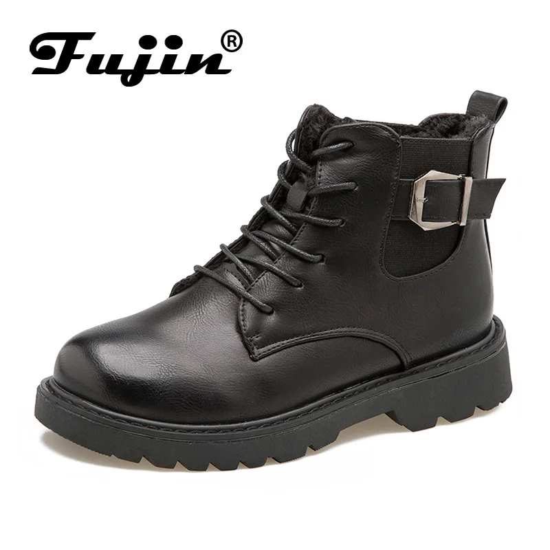 

Fujin Brand Women Ankle Boots Autumn Winter Booties 2019 Fashion Lace Up Keep Warm Female Shoes Round Face for Women Shoes