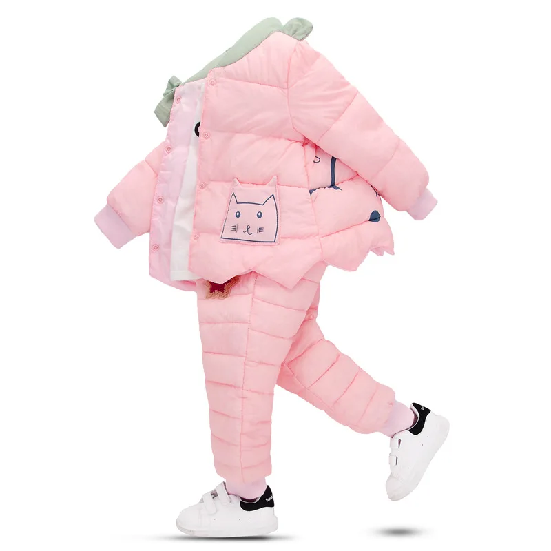 

BibiCola children warm clothing set kids girls winter fashion down parkas baby girls cotton cartoon clothes suit bebe costume