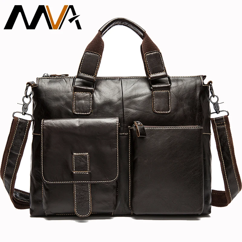 Luxury Male Briefcase Men&#39;s Genuine Leather Mens Lawyer Briefcases Leather 14 Laptop Messenger ...