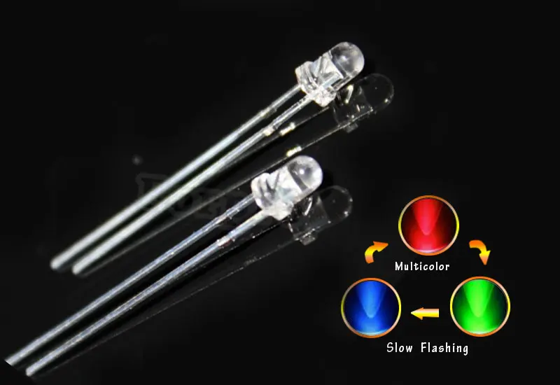 1000pcs 3mm Round Light Emitting Diode Water Clear/ Diffused Rgb Slow