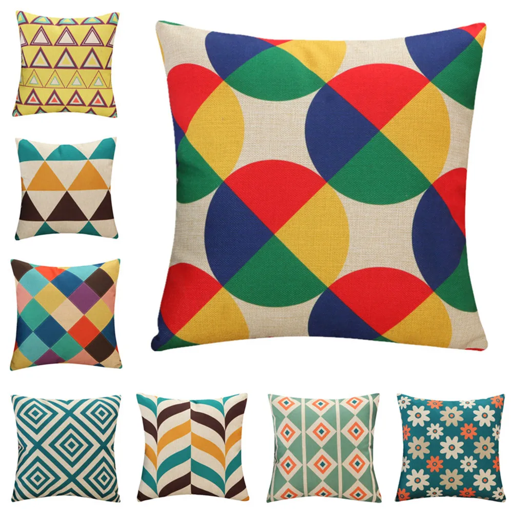 45x45 سنتيمتر خمر هندسية غطاء وسادة مطبوعة غطاء سيارة الخصر كيس مخدة المنزل كنبة مكتب كرسي الزخرفية