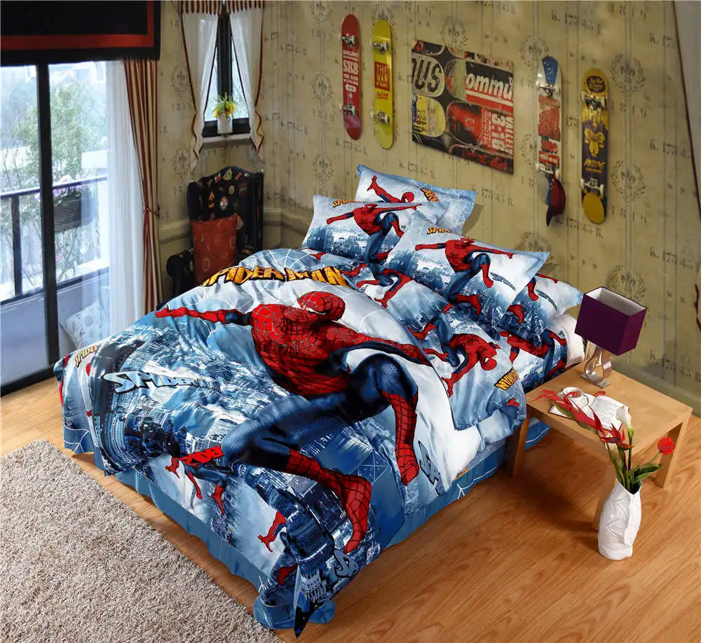 Colorful Comforters Promotionshop For Promotional Colorful - Spiderman Cartoon D Printed Comforter Bedding Sets Twin Full Queen Kingsize Bedspread Cotton Boy's Bedroom Decor Green Color colorful comforters promotionshop for promotional colorful - spiderman cartoon d printed comforter bedding sets twin full queen kingsize bedspread cotton boy's bedroom decor green color