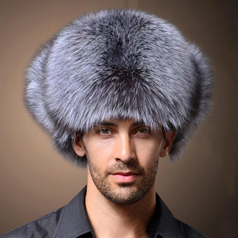 

Naiveroo High Quality Mens Faux Fox Fur Winter Hats Lei Feng Hat With Ear Flaps Warm Snow Caps Russian Thicken Hat Bomber Cap