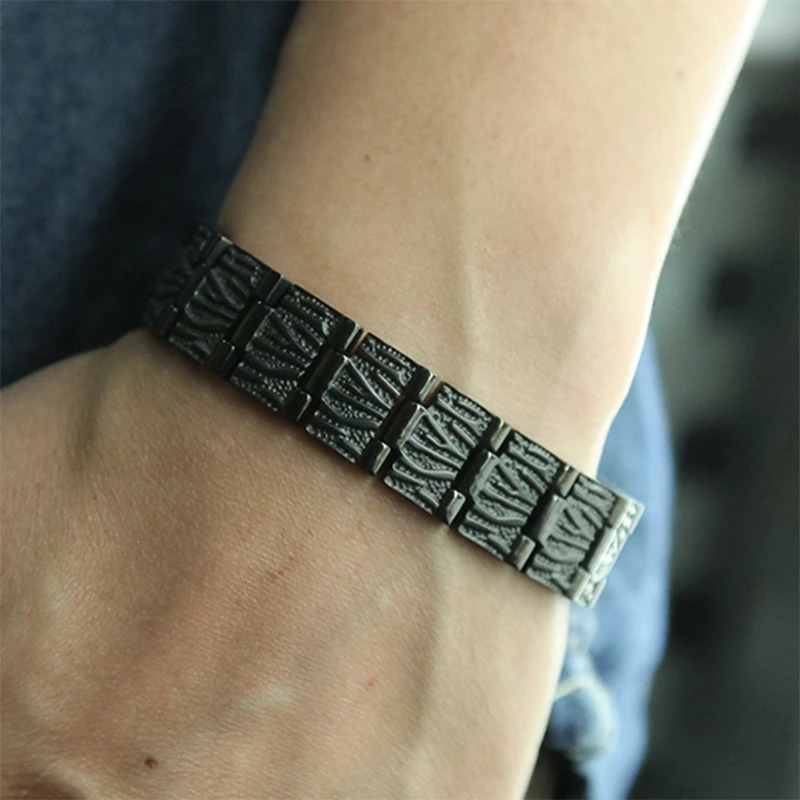 

38 New Fashion Full Black Stainless Steel Bracelet For Women Bio Magnet Therapy Health Care Chain Link Mens Jewelry
