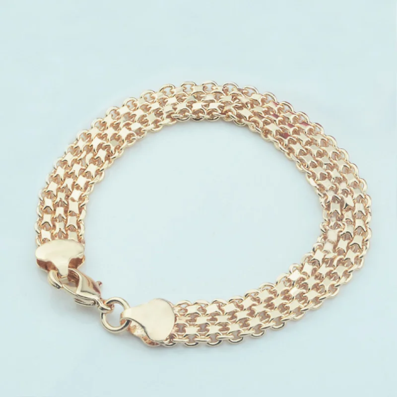 

1pcs Men Women 585 Rose Gold Color Weaving Cable Shaped Bracelets Chains 20m