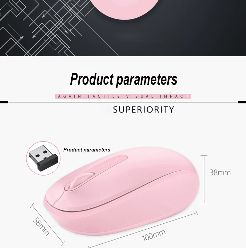 Беспроводная мышь microsoft 1850, 2,4 ГГц, портативная мышь, Студенческая мини розовая оригинальная креативная Милая мышь для ноутбука, настольного ПК