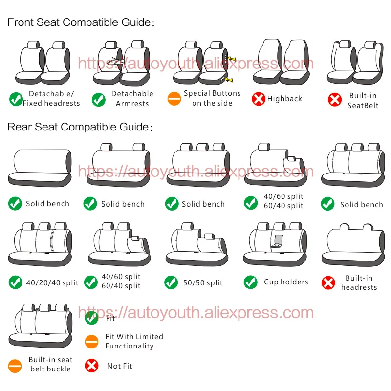AUTOYOUTH чехлы для сидений автомобиля 9 шт. полный комплект универсальные автомобильные аксессуары Автомобильные Защитные чехлы для сидений автостайлинг для Лада Фольксваген Форд