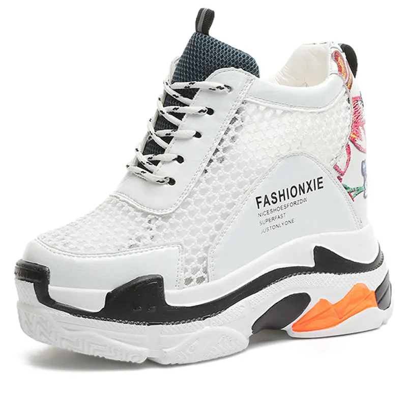 

neujge increased internal sports women shoes 2019 spring casual thick bottom breathable Graffiti mesh single shoes women 180302