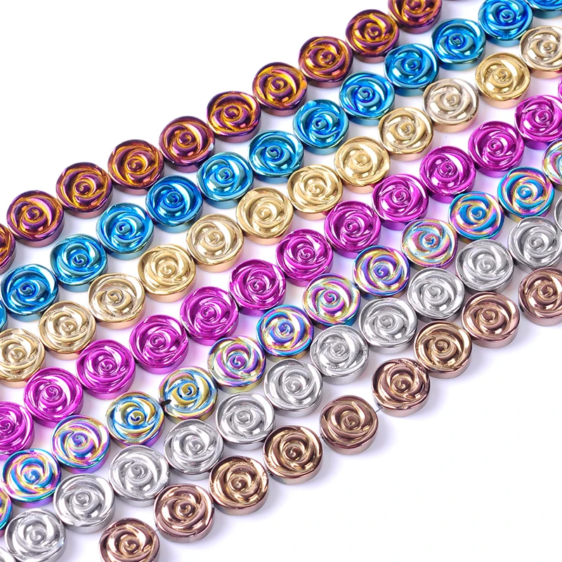

1 string 12mm Natural stone multicolor bright round flower shape loose hematite beads for DIY jewelry necklace bracelet making
