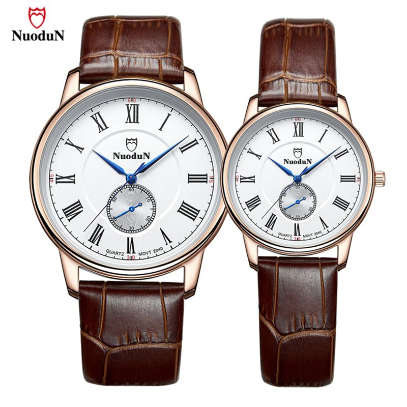 NuoduN Top Luxury Brand Women Watch Men Vintage Lovers Quartz Wristwatch Business Watches Clock Waterproof Relogio Masculino