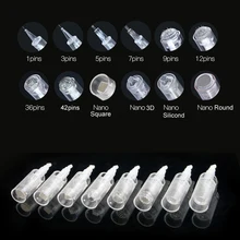 Для электрического авто микро иглы ручка уплотнение картридж 10 шт. бровей татуировки роторный макияж Перманентная игла иглы нано советы 13 типов