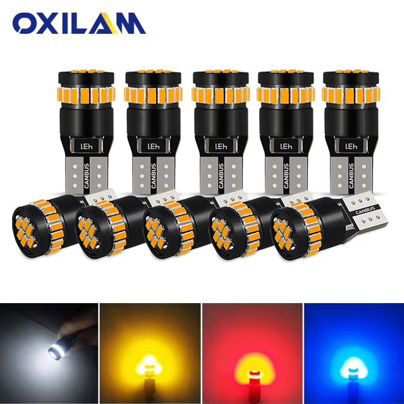 OXILAM 10x T10 LED W5W LED Canbus Auto Lamp 12V 3014 24SMD Car Interior Light 194 168 Lights Bulb White Blue Red Yellow No Error OXILAM 10x T10 LED W5W LED Canbus Auto Lamp 12V 3014 24SMD Car Interior Light 194 168 Lights Bulb White Blue Red Yellow No Error