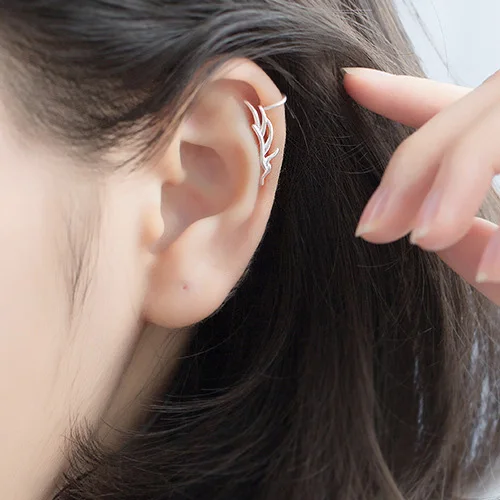 

Trusta 100% 925 Sterling Silver Hollow Leaves Ear Cuff Clip On Earrings For Women Girl Without Piercing Earings Jewelry DS824
