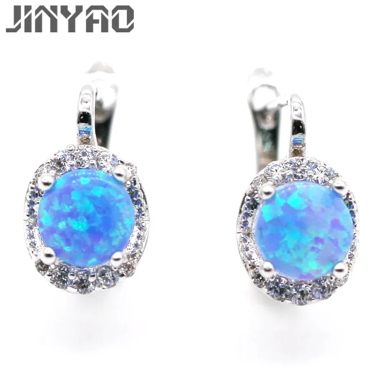 

JINYAO Fashion Fire Opal Earrings with AAA Zircon White Gold Color Earrings For Women Jewelry Wedding Party Gift