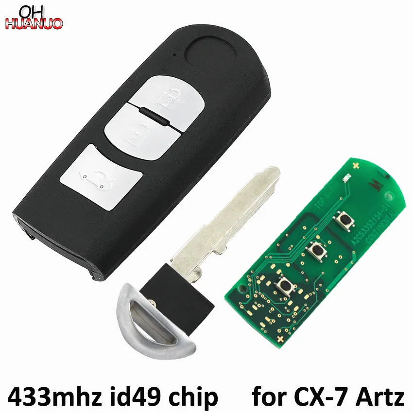

Uncut Smart Remote Key Fob 3 Button 433Mhz With 49 Chip ID49 for Mazda CX-7 Artz