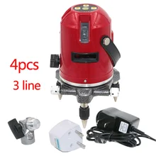 Лазерный нивелир с поворотной функцией наклона 360/наружный евро штекер 635nM нивелир 3 линии 4 точки само лазерный нивелир