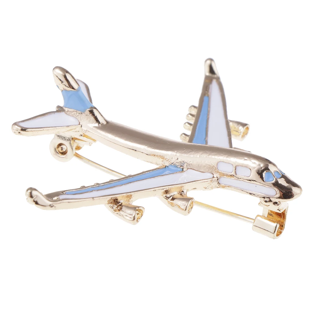 2pcs Novelty Airplane Jet Button Pin Collar Clip Brooch Badge Jewelry Gift