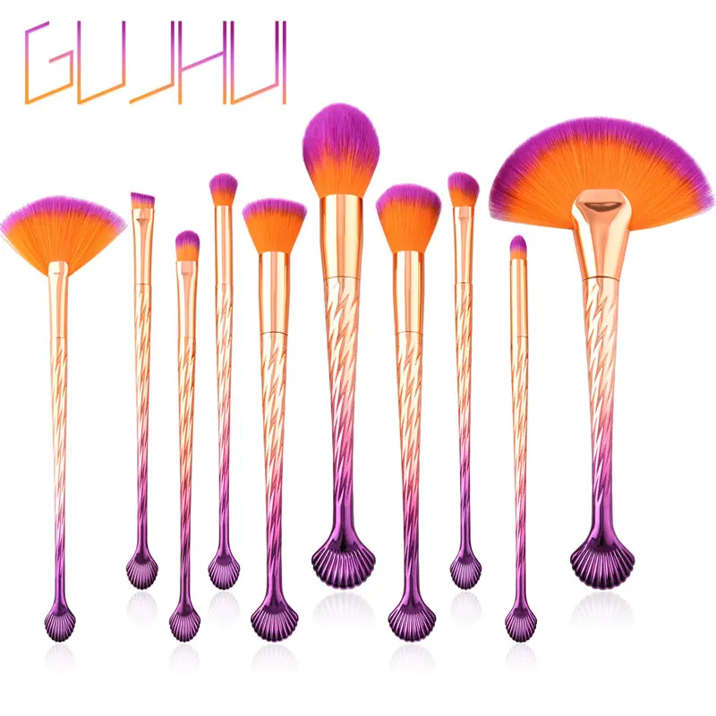 

High Quality 5/7/10Pcs Shell Makeup Brushes Mermaid Professional Foundation Eye Shadow Brush Set Cosmetic Make Up Brush Tool Kit
