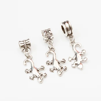 

30pcs lizard Vintage silver Bead Charm fit for Pandora style charm bracelet Necklace DIY Metal Jewelry Making JA600043