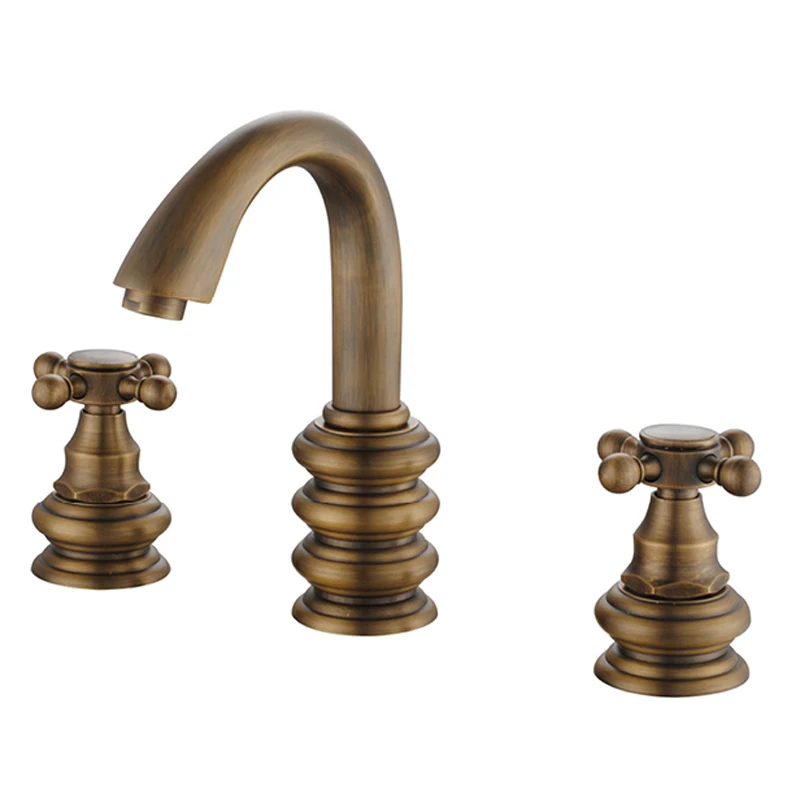 

Azos Split FaucetSoft Basin Brass Antique Brass Cold and Hot Switch Laundry Pool Sink Shower Room Double Handle Three Holes Rou